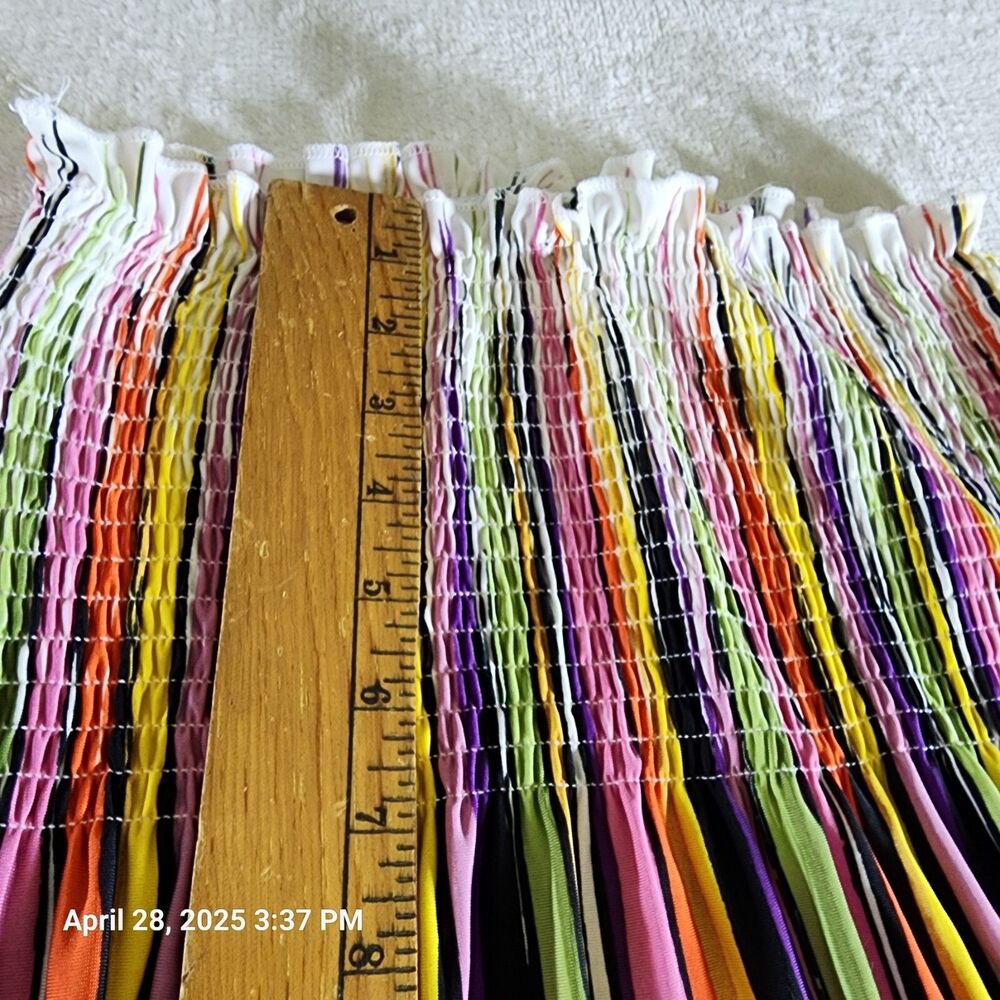 Just Love Maxi Sun Dress Size Large Striped Geometric Ruched Strapless Pullover - Picture 5 of 10